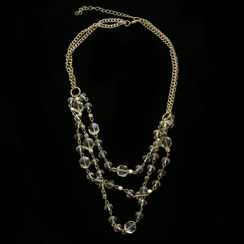 Luxury Faceted Necklace Gold/Clear NWOT