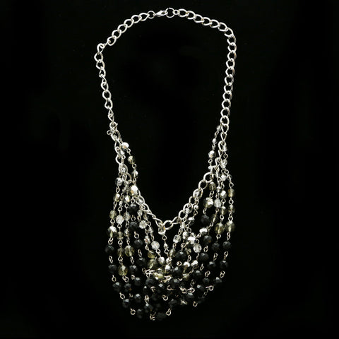 Luxury Faceted Necklace Silver/Black NWOT