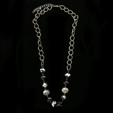 Luxury Faceted Necklace Silver/Purple NWOT