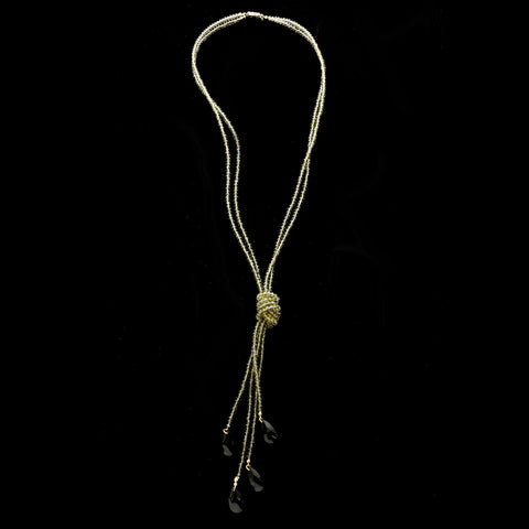 Luxury Faceted Y-Necklace Gold/Black NWOT