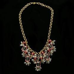 Luxury Faceted Crystal Necklace Gold & Pink NWOT