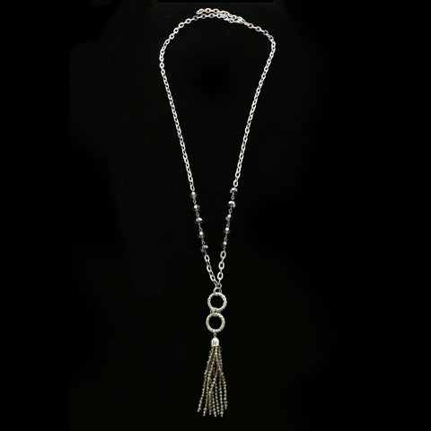 Luxury Faceted Y-Necklace Silver/Gray NWOT