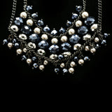 Luxury Faceted Necklace Gunmetal/Blue NWOT
