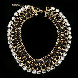 Luxury Crystal Necklace Gold/Black NWOT