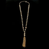Luxury Crystal Faceted Y-Necklace Gold & Brown NWOT