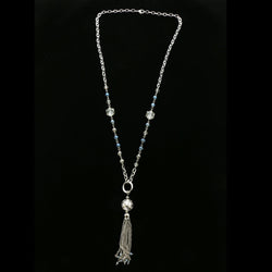 Luxury Faceted Y-Necklace Silver/Blue NWOT