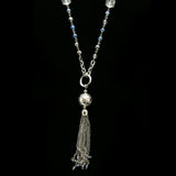 Luxury Faceted Y-Necklace Silver/Blue NWOT