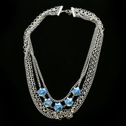 Luxury Faceted Necklace Silver/Blue NWOT