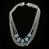 Luxury Faceted Necklace Silver/Blue NWOT