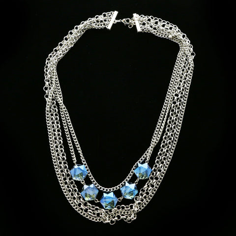Luxury Faceted Necklace Silver/Blue NWOT