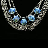 Luxury Faceted Necklace Silver/Blue NWOT