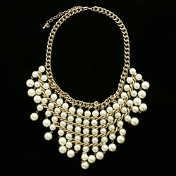 Luxury Pearl Necklace Gold/White NWOT