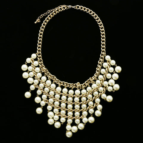 Luxury Pearl Necklace Gold/White NWOT