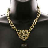 Luxury Crystal Panther Face Necklace Gold NWOT