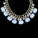 Luxury Crystal Faceted Necklace Silver & Blue NWOT