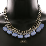 Luxury Crystal Faceted Necklace Silver & Blue NWOT
