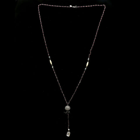 Luxury Faceted Elephant Y-Necklace Gunmetal & Purple NWOT