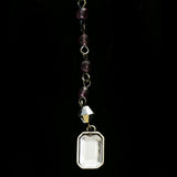 Luxury Faceted Elephant Y-Necklace Gunmetal & Purple NWOT