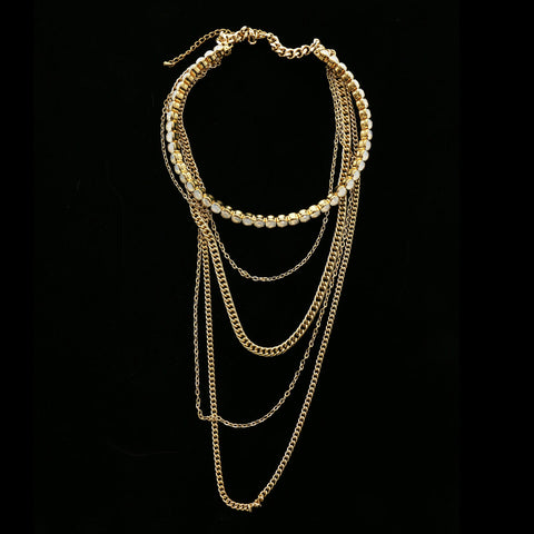 Luxury Crystal Necklace Gold/White NWOT