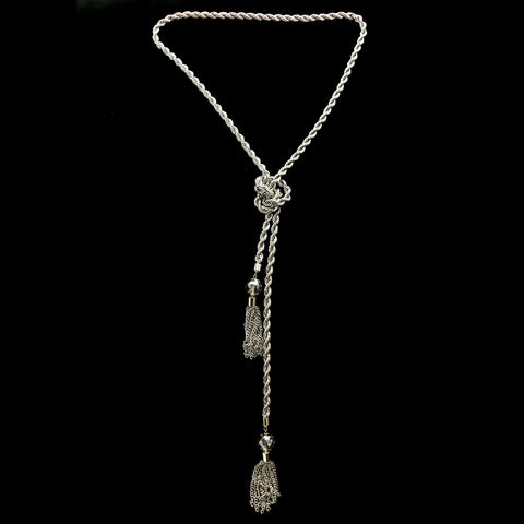 Luxury Crystal Y-Necklace Silver NWOT