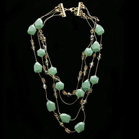 Luxury Faceted Necklace Gold/Green NWOT