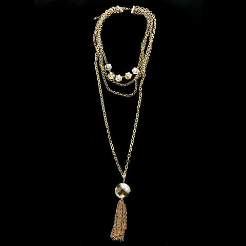 Luxury Crystal Necklace Gold/Orange NWOT
