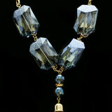 Luxury Crystal Y-Necklace Gold/Blue NWOT