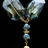 Luxury Crystal Y-Necklace Gold/Blue NWOT