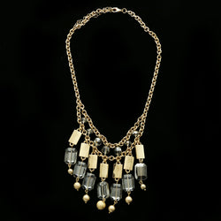 Luxury Crystal Hammered Finish Necklace Gold NWOT
