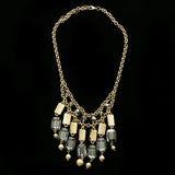 Luxury Crystal Hammered Finish Necklace Gold NWOT
