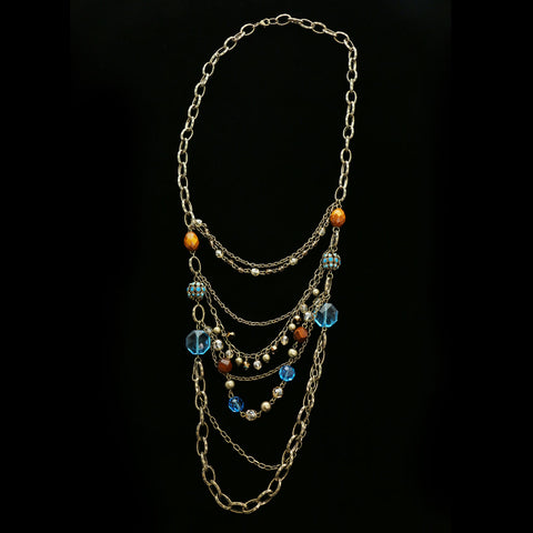 Luxury Crystal Antiqued Necklace Gold NWOT