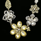 Luxury Crystal Flower Necklace Silver NWOT