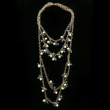 Luxury Pearl Faceted Necklace Gold & Blue NWOT
