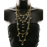 Luxury Pearl Faceted Necklace Gold & Blue NWOT