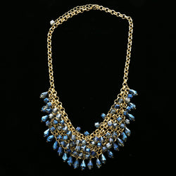 Luxury Faceted Necklace Gold/Blue NWOT