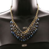 Luxury Faceted Necklace Gold/Blue NWOT