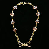 Luxury Crystal Bow Necklace Gold & Pink NWOT