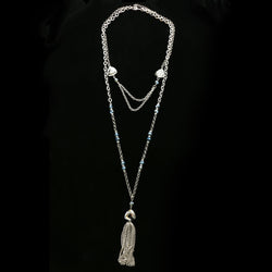 Luxury Crystal Necklace Silver/Blue NWOT
