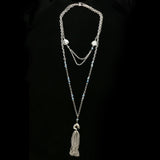 Luxury Crystal Necklace Silver/Blue NWOT