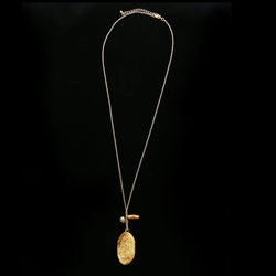 Luxury Semi-Precious Pendant-Necklace Gold/Brown NWOT