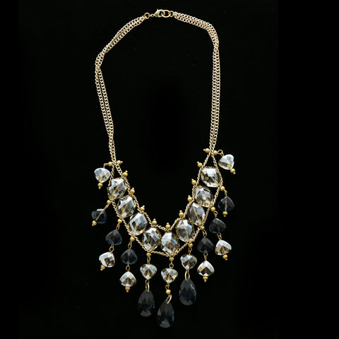 Luxury Crystal Necklace Gold/Blue NWOT