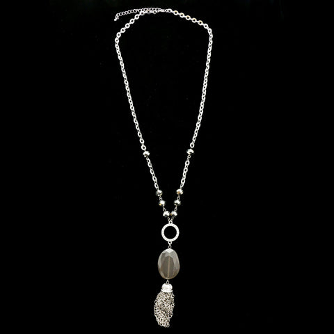 Luxury Crystal Y-Necklace Silver/Gray NWOT