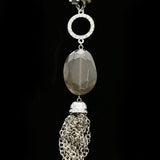 Luxury Crystal Y-Necklace Silver/Gray NWOT
