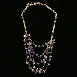 Luxury Semi-Precious Necklace Gold/Purple NWOT