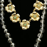 Luxury Faceted Flower Necklace Gold & Clear NWOT
