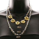 Luxury Faceted Flower Necklace Gold & Clear NWOT