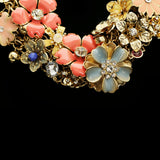 Luxury Crystal Flower Necklace Gold & Pink NWOT