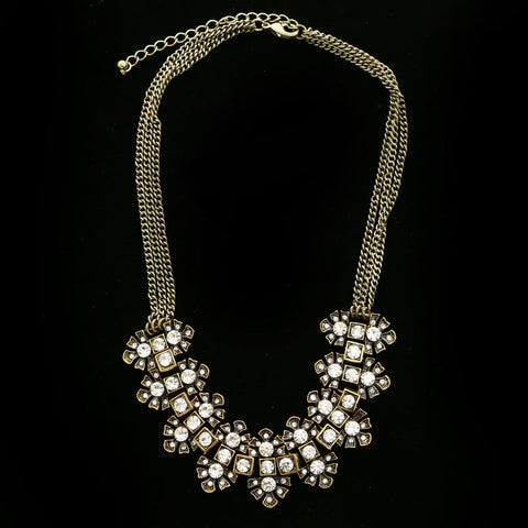 Luxury Crystal Antiqued Necklace Gold NWOT