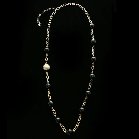 Luxury Crystal Necklace Gold/Black NWOT