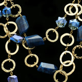 Luxury Crystal Hammered Finish Necklace Gold & Blue NWOT